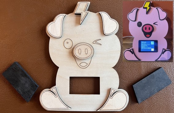 DIY Piggy wood cut-out for ESP32-S3 2 inch Capacitive Touch Display Development Board
