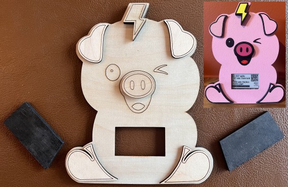 DIY Piggy wood cut-out for Lilygo T5 V2.3.1
